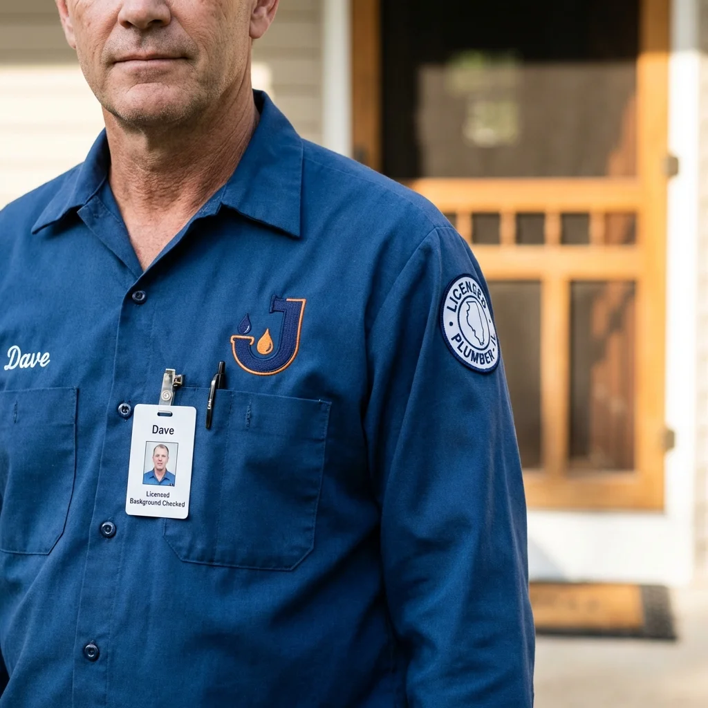 Licensed plumber showing ID badge in Hill City, KS