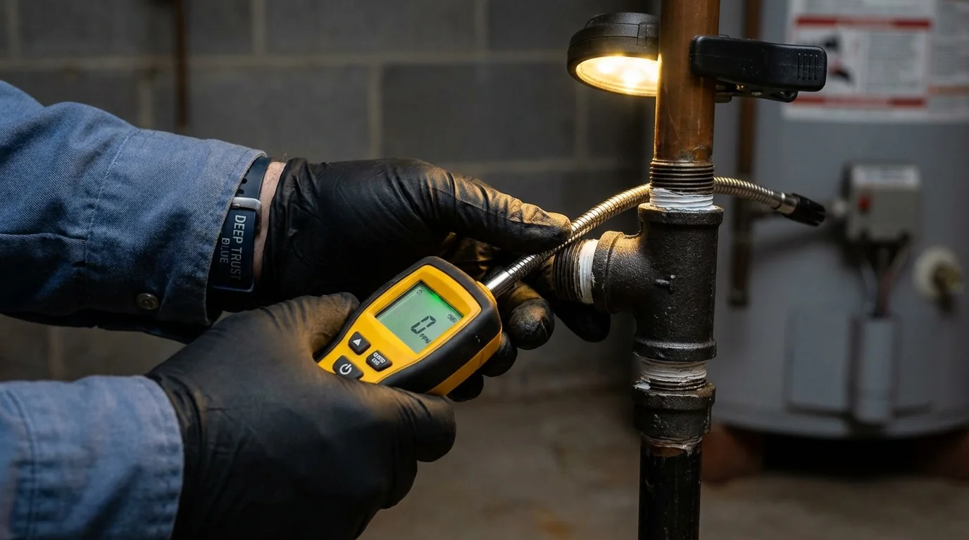 Gas leak detection with electronic sniffer by Johns Plumbing LLC in Hill City