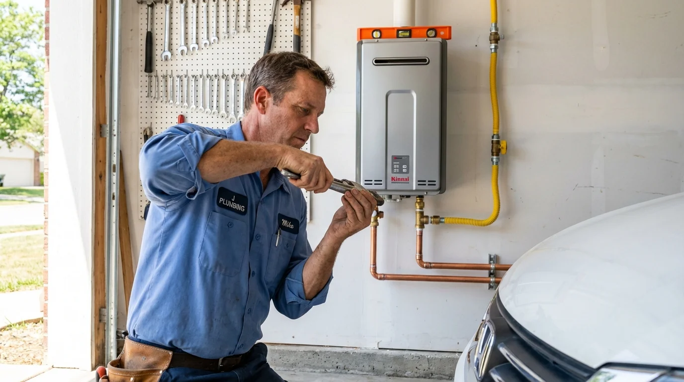 Tankless water heater installation by a Johns Plumbing LLC plumber in Hill City